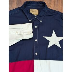 Wrangler Western Shirt Men 3XL Red White Blue Texas Flag Lone Star Cowboy Rodeo